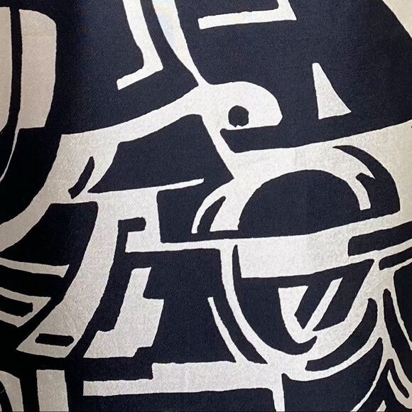 Ralph Lauren Black & Ivory Art Deco Abstract Auto Pattern Silk Pencil Skirt - Picture 10 of 16